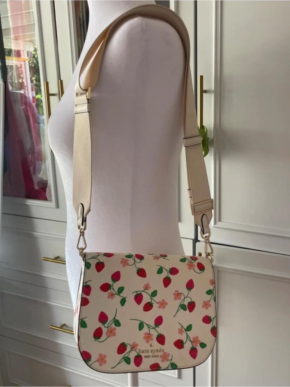 kate spade Cream Strawberry Print Crossbody Bag